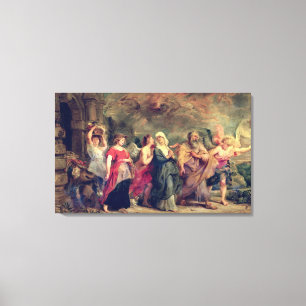 Lot's Family Leaving Sodom, 1625 (oil on panel) Canvas Print