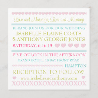 Lots Hearts Pastel Faire-part de mariage
