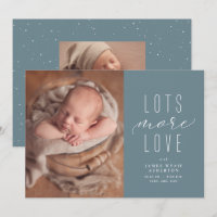 Lots more love blue photo birth announcement