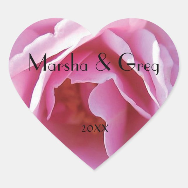 Lots O Pink Rose Personal Heart Wedding Sticker (Front)