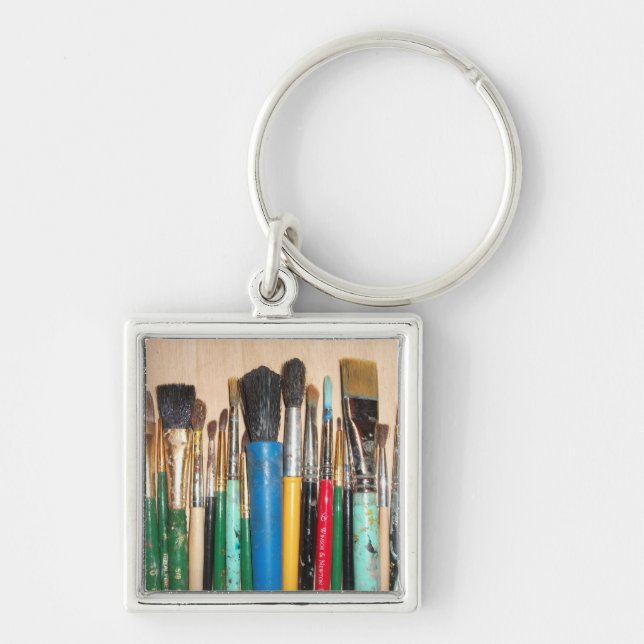 Lots of Artist Paint Brushes Keychain (Front)