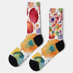 Lots of bright splatter in watercolor  socks