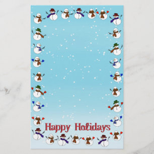Lots of  Christmas Cartoon Snowmen Stationery