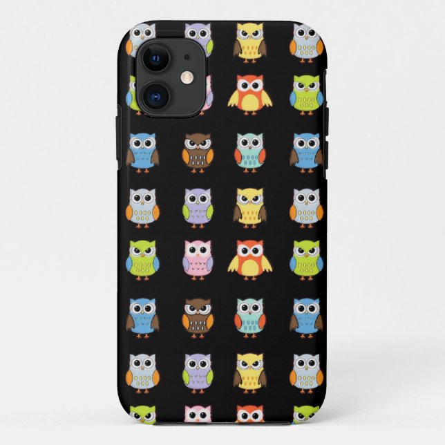 Lots of Colourful Cute Owls Pattern Case-Mate iPhone Case (Back)