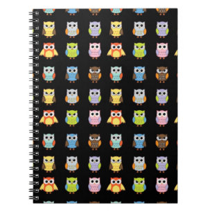 Lots of Colourful Cute Owls Pattern Notebook