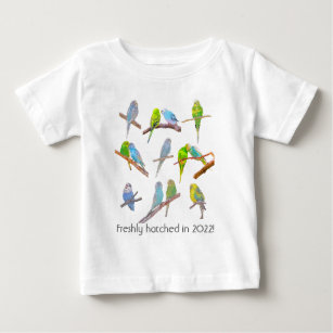 Lots of colourful parakeets - cute little birds    baby T-Shirt