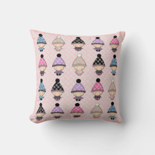 Lots of Cute Babies on Pink Polkadot Throw Pillow