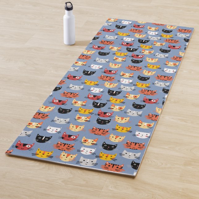 Lots of Cute Cats Blue Yoga Mat (In Situ)