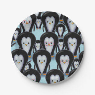 Lots of Cute Penguins Holiday Paper Plates