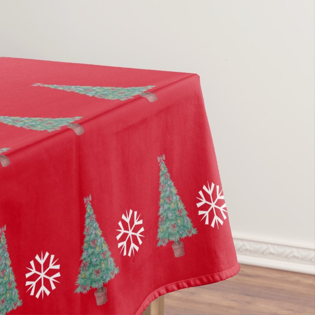 lots of decorated trees for christmas tablecloth (In Situ)