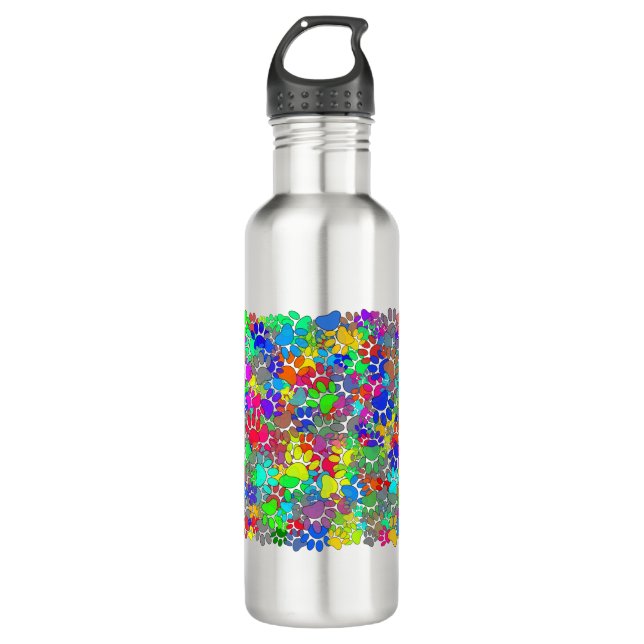 Lots Of Dog Paw Prints All Over 710 Ml Water Bottle (Front)
