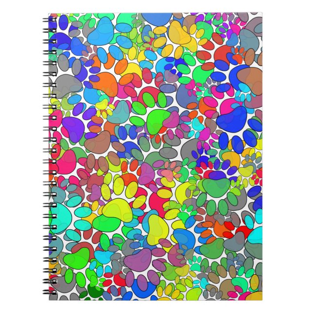 Lots Of Dog Paw Prints All Over Notebook (Front)