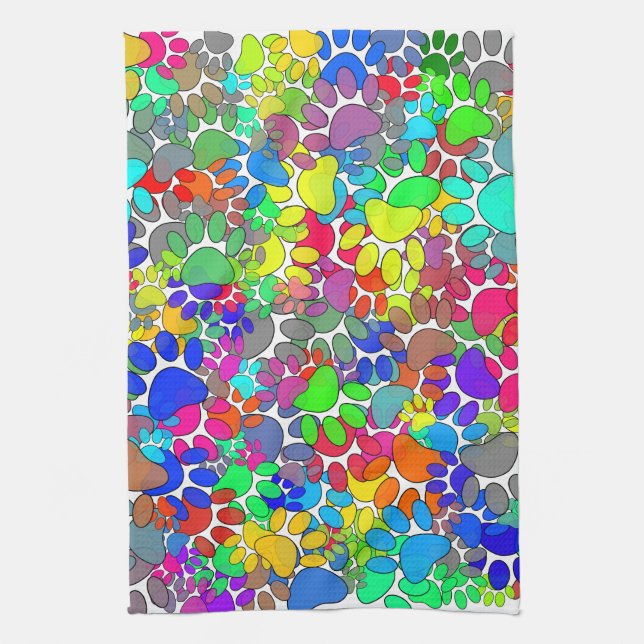 Lots Of Dog Paw Prints Kitchen Towel (Vertical)