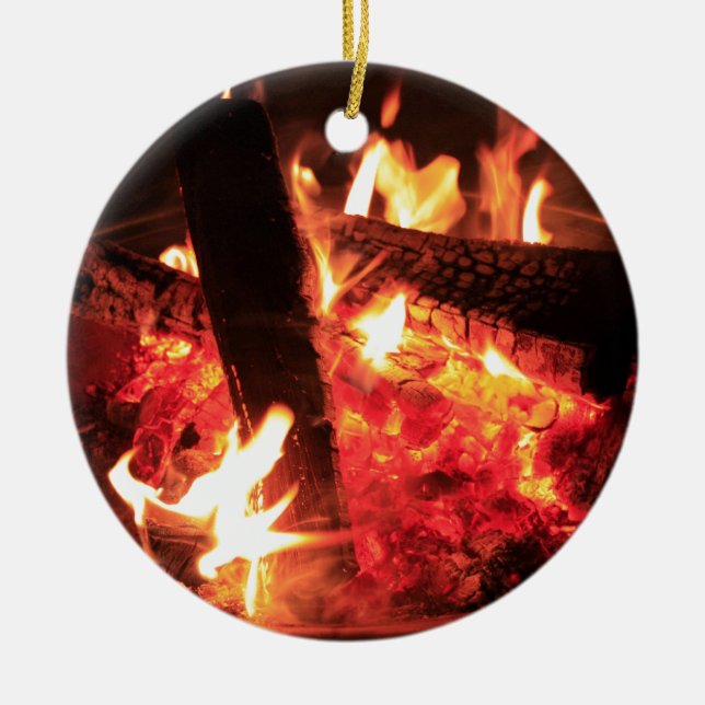 Lots of Fire and Coals Ceramic Ornament (Front)