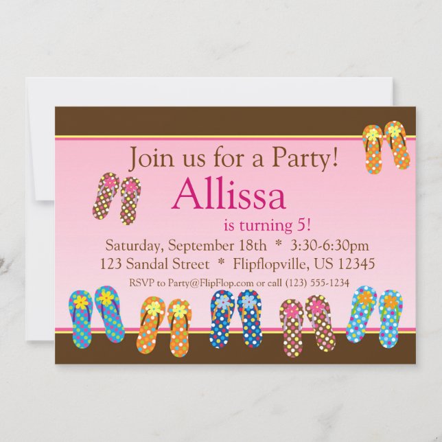 Lots of Flip Flops Birthday Invitation (Front)