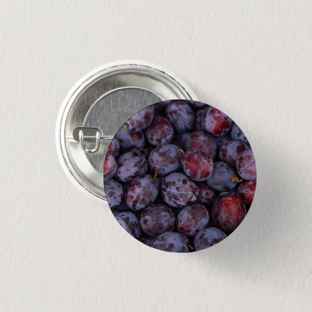 Lots of Fresh Purple Plums 1 Inch Round Button (Front & Back)