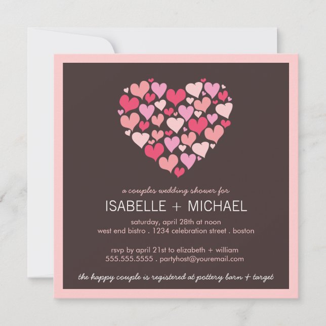 Lots of Hearts Couples Wedding Shower Invitation (Front)