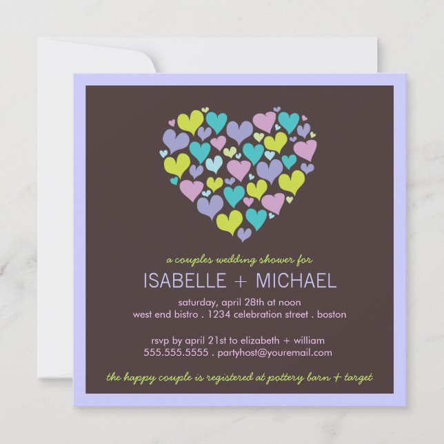 Lots of Hearts Couples Wedding Shower Invitation (Front)