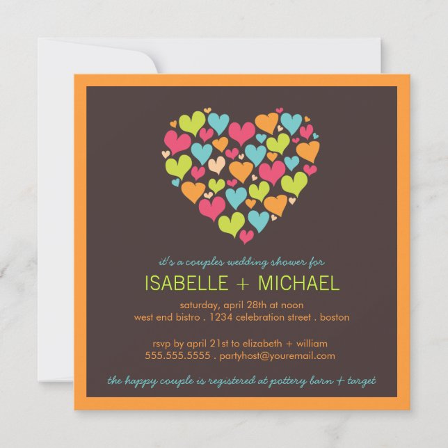 Lots of Hearts Couples Wedding Shower Invitation (Front)