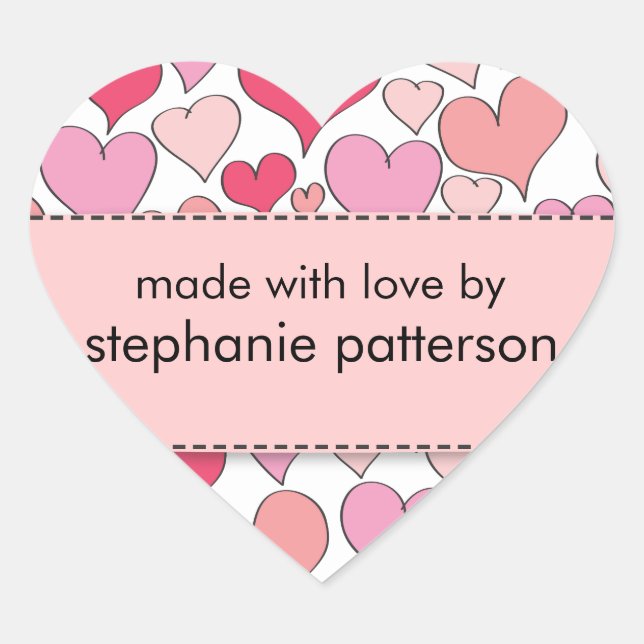 Lots of Hearts Made with Love By Sticker (Front)