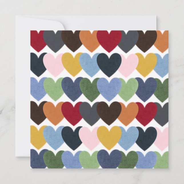 Lots of Hearts Valentine Designer Square Note Card (Front)
