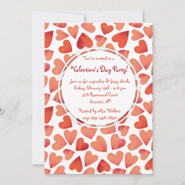 Lots of Hearts Valentine's Day Invitations (Front)
