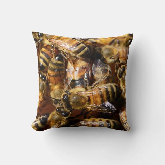 Lots of Honey Bees Throw Pillow (Front)