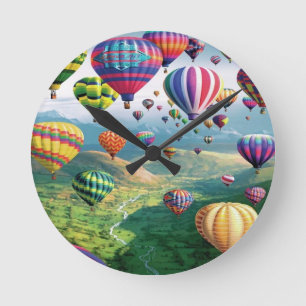 Lots of Hot Air Balloons Round Medium Wall Clock