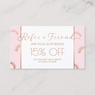 Lots of Lashes Lash Salon Pink/Rose Gold Referral Card