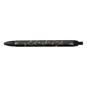 Lots of Lashes Pattern Black/Gold Personalized Black Ink Pen