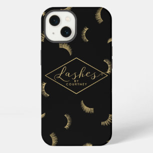 Lots of Lashes Pattern Black/Gold Personalized iPhone 13 Case