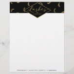 Lots of Lashes Pattern Lash Salon Black/Gold Letterhead<br><div class="desc">Coordinates with the Lots of Lashes Pattern Lash Salon Black/Gold Business Card Template by 1201AM. A fun assortment of eyelashes fills the top portion of this beauty-themed letterhead template. Faux gold graphical text spells out "Lashes" while your name is paired underneath for an instant logo. A unique design created for...</div>