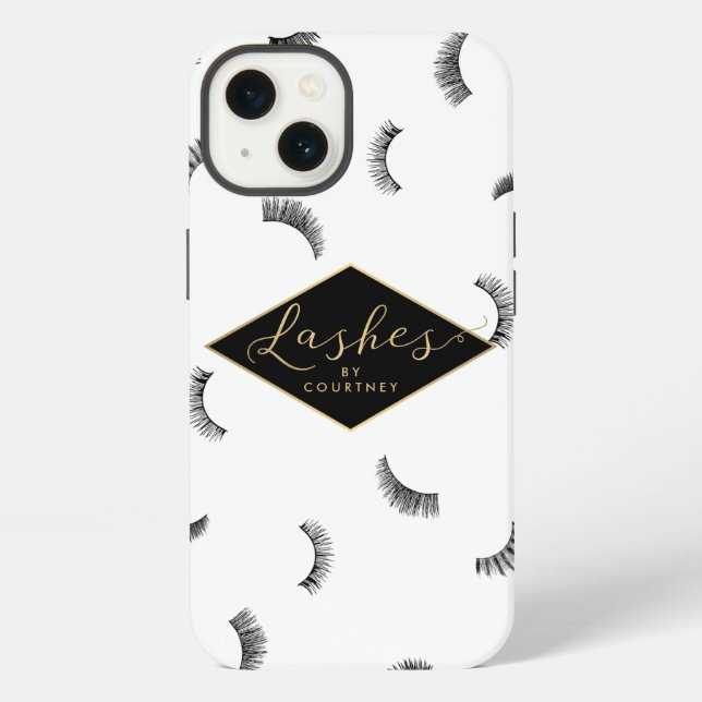 Lots of Lashes Pattern Lash Salon Personalized iPhone Case (Back)