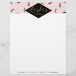 Lots of Lashes Pattern Lash Salon Pink/Black/Gold Letterhead<br><div class="desc">Coordinates with the Lots of Lashes Pattern Lash Salon Pink/Black/Gold Business Card Template by 1201AM. A fun assortment of eyelashes fills the top portion of this beauty-themed letterhead template. Faux gold graphical text spells out "Lashes" while your name is paired underneath for an instant logo. A unique design created for...</div>