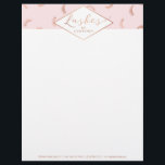 Lots of Lashes Pattern Lash Salon Pink/Rose Gold Letterhead<br><div class="desc">A fun assortment of eyelashes fills the top portion of this beauty-themed letterhead template. Faux rose gold graphical text spells out "Lashes" while your name is paired underneath for an instant logo. A unique design created for lash extension salons, makeup artists, lash artists, lash bars, cosmetic companies and more. Please...</div>