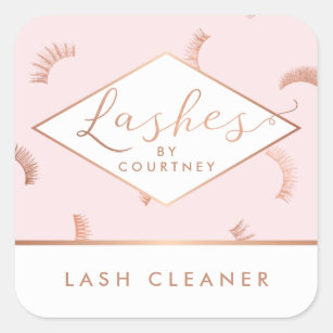 Lots of Lashes Pattern Lash Salon Pink/Rose Gold Square Sticker