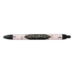 Lots of Lashes Pattern Pink/Black Personalized Black Ink Pen