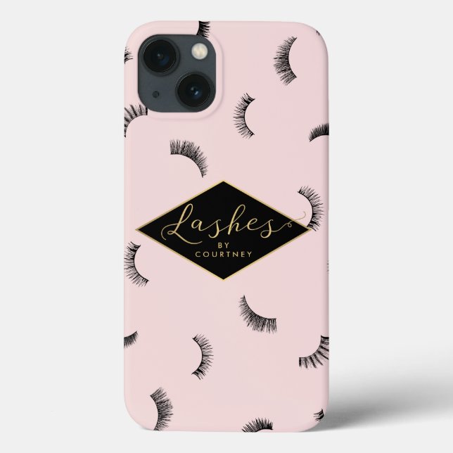 Lots of Lashes Pattern Pink/Black Personalized Case-Mate iPhone Case (Back)