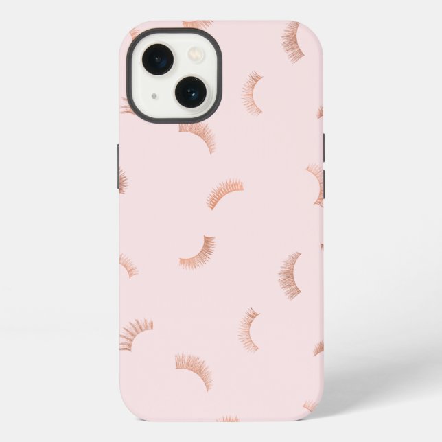Lots of Lashes Pattern Pink/Rose Gold iPhone Case (Back)