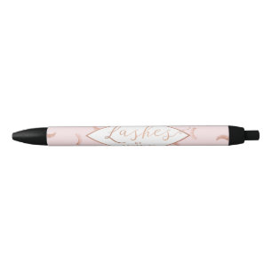 Lots of Lashes Pattern Pink/Rose Gold Personalized Black Ink Pen