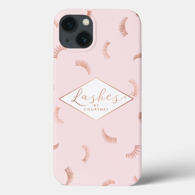 Lots of Lashes Pattern Pink/Rose Gold Personalized Case-Mate iPhone Case (Back)