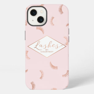 Lots of Lashes Pattern Pink/Rose Gold Personalized iPhone 13 Case