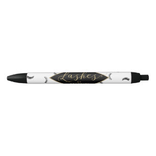 Lots of Lashes Pattern White/Black Personalized Black Ink Pen