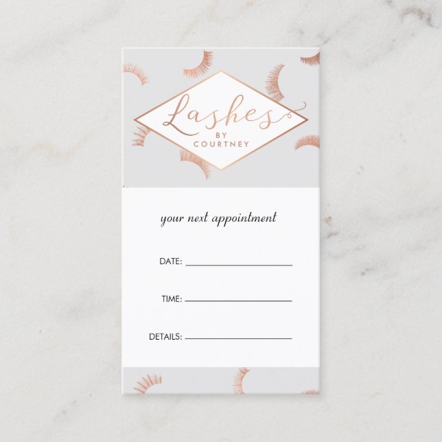 Lots of Lashes Salon Grey/Rose Gold Appointment (Front)