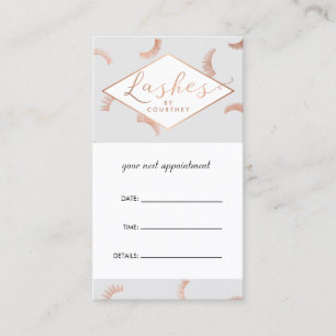 Lots of Lashes Salon Grey/Rose Gold Appointment Card