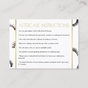 Lots of Lashes Salon White/Black Aftercare Card