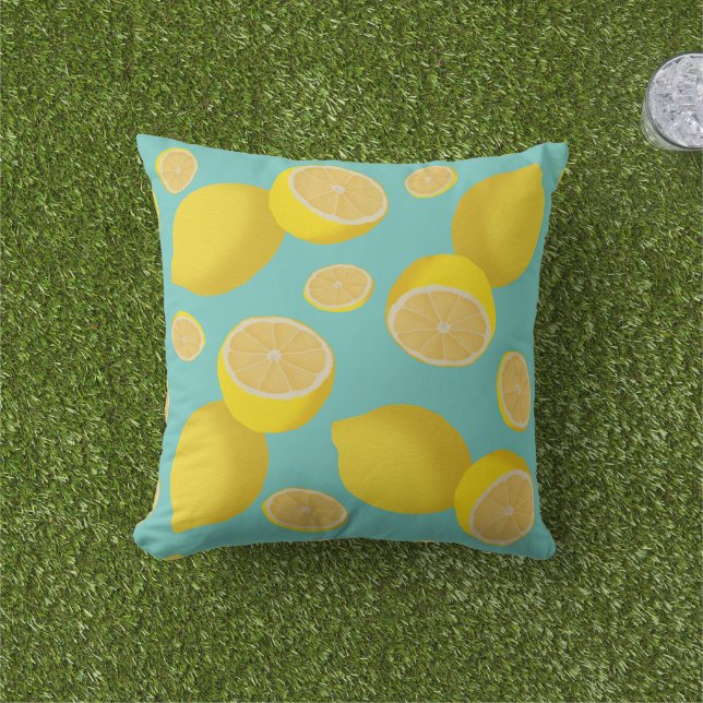 Lots Of Lemons Outdoor Pillow (Grass)
