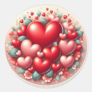 Lots of Love - Hearts Round Sticker