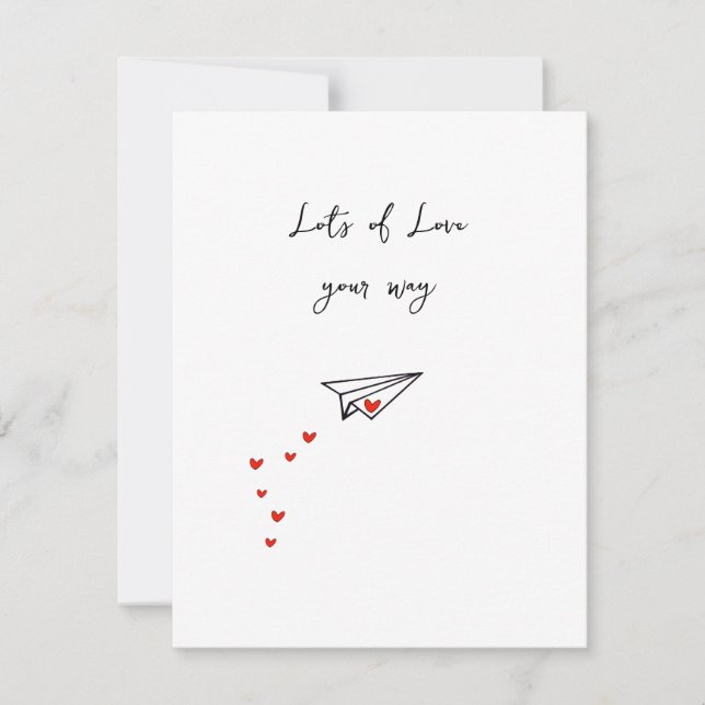 ‘Lots of Love your way’ Paper Plane Card (Front)