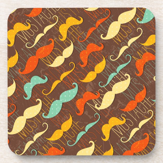 Lots of Moustaches Background Coasters (set of 4) (Front)